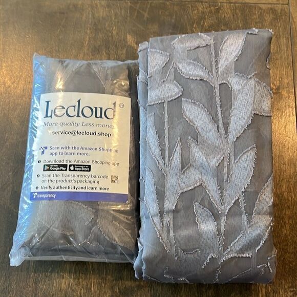 Charcoal Grey Textured Leaf Design Sheer Curtains, 2 Panels Jacquard Curtain - Picture 9 of 11